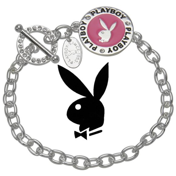 Playboy Bracelet Pink Enamel Bunny Charm y2k 2000s - Picture 2 of 12